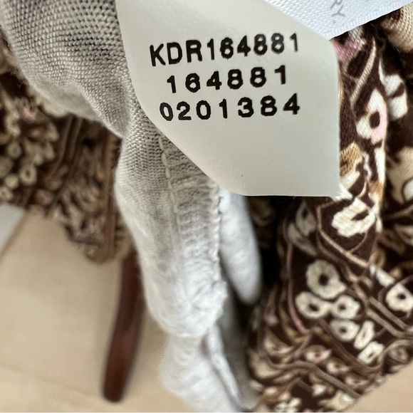 J. Jill Kona Brown/Pink Kaleidoscope Print Jersey Stretch Cross Back Maxi Dress - Picture 9 of 12